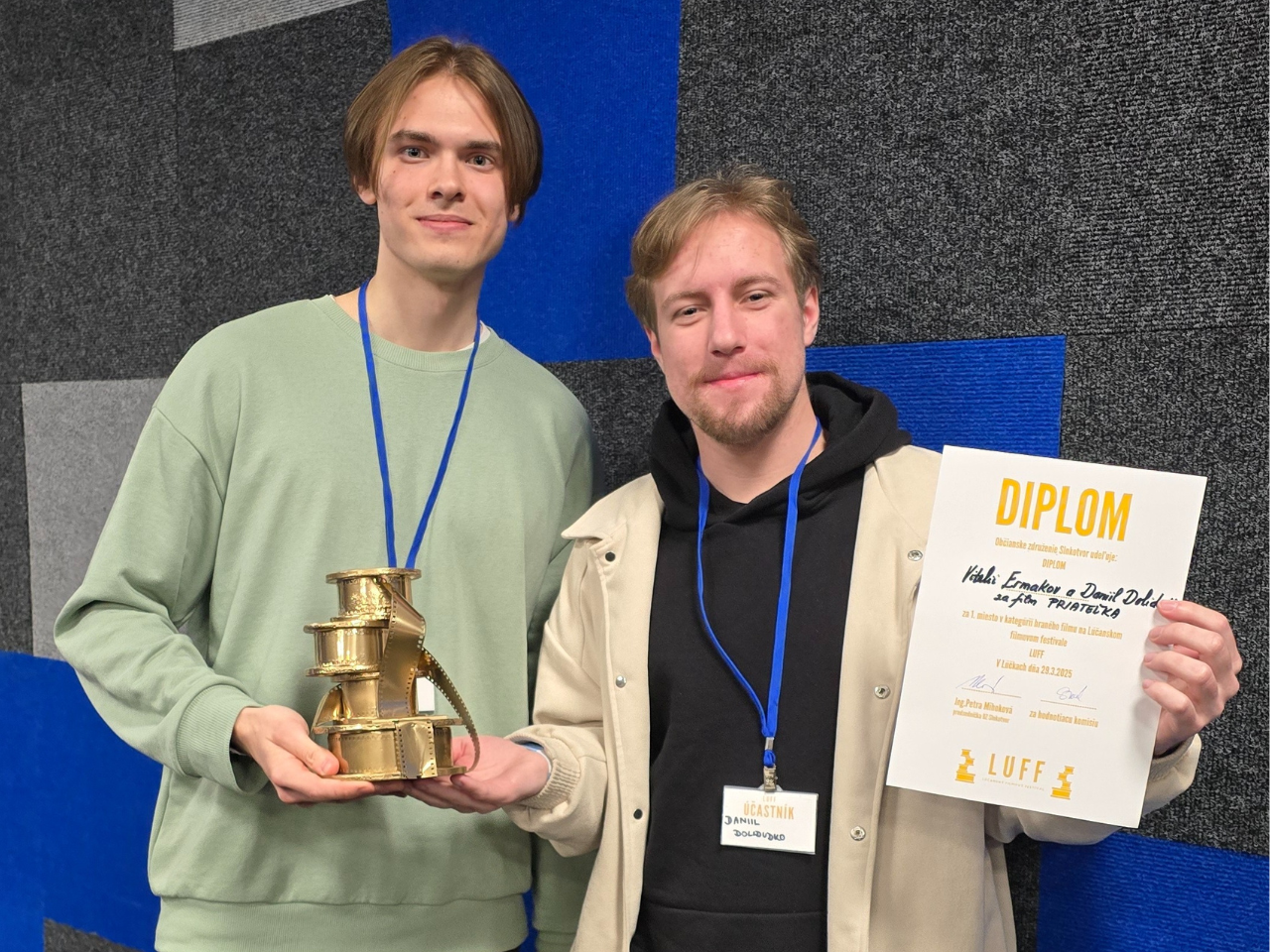 Veľký úspech našich študentov na filmovom festivale: Vitalii a Daniil získali cenu za najlepší hraný film